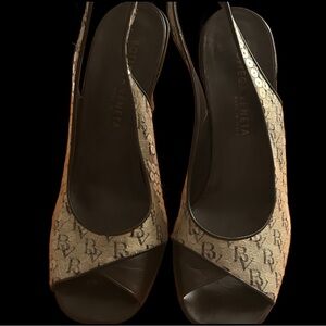 Bottega Veneta Tan Patterned Heels